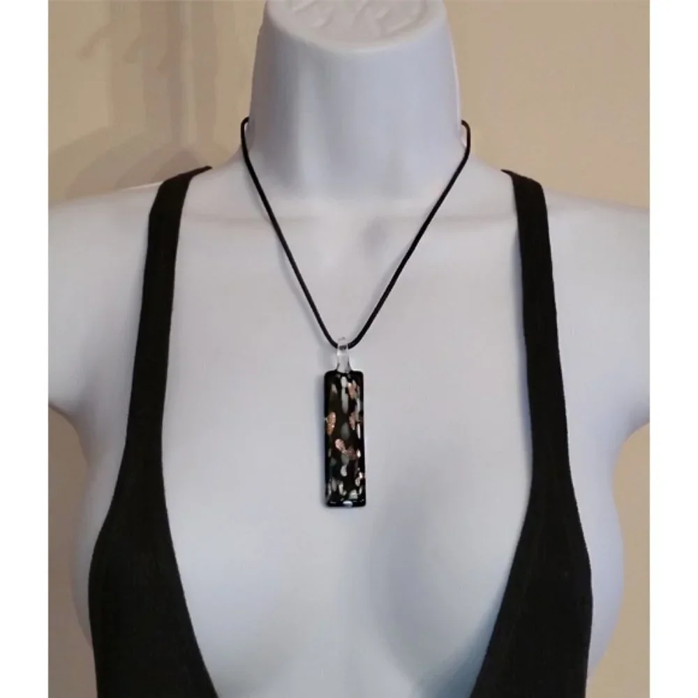 BUNDLE lot 2 Foil Art Glass Pendant Necklaces